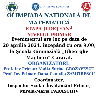 OLIMPIADA NAȚIONALĂ DE MATEMATICĂ, ETAPA JUDEȚEANĂ, NIVELUL PRIMAR